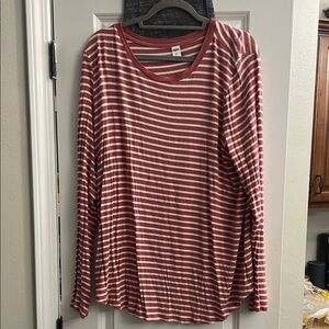 Red and White Striped Long Sleeve Shirt